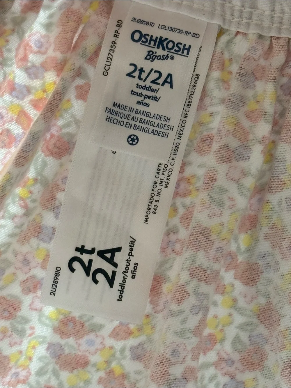 OshKosh B'gosh Pastel Pink Floral Overall Dress